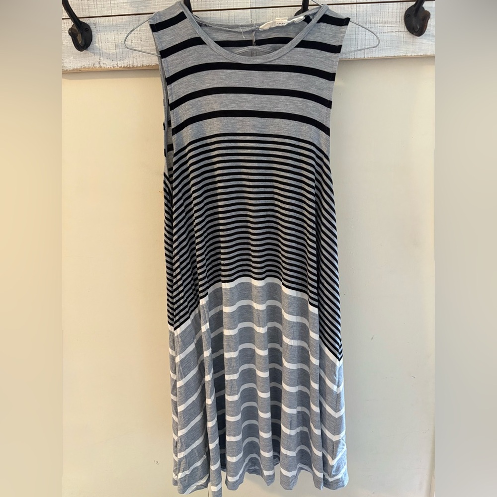 American Eagle Outfitters Black and Gray Striped Dress